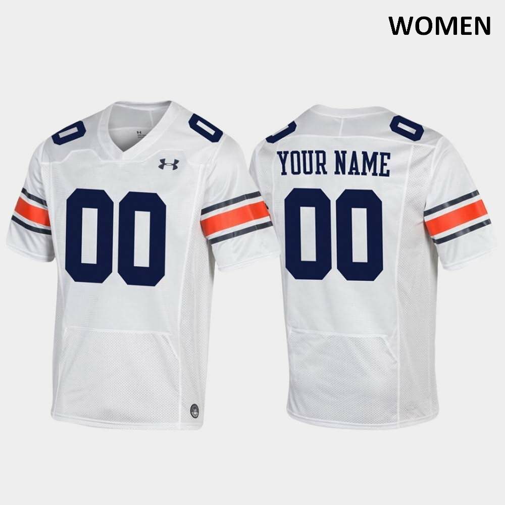 Women's Auburn Tigers #00 Custom Replica White College Stitched Football Jersey
